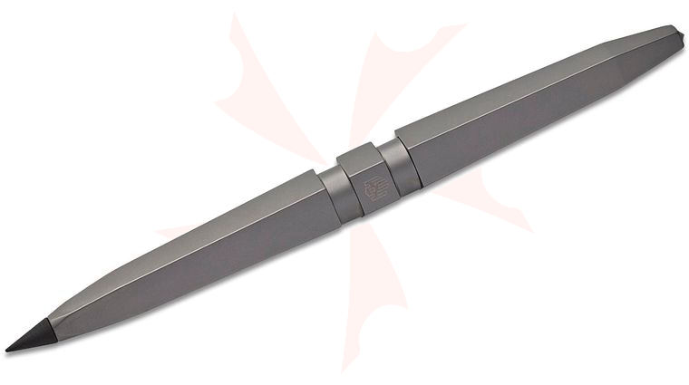 Remette Knives RT-TP2 Screw Pen 5.88 inch Overall, Milled Gray Titanium, Glassbreaker, Leadless Pencil
