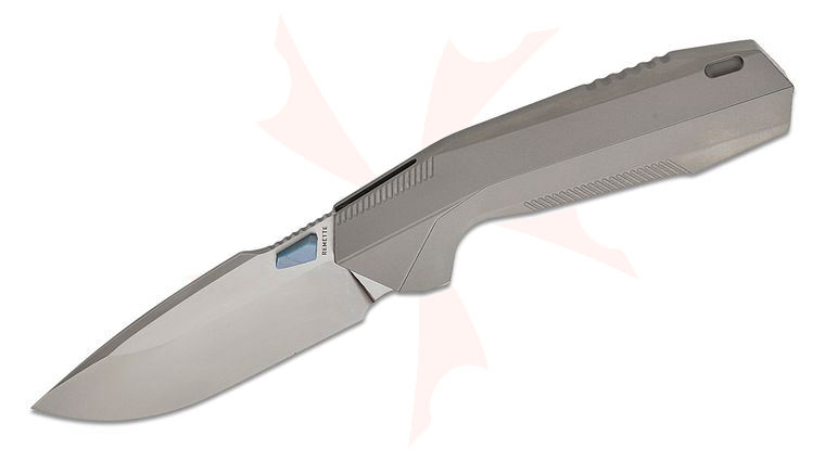 Remette Knives Disassembly Integral Flipper Knife 3.36 inch M390 Pearlescent Satin Drop Point Blade, Sand Blasted Titanium Handles