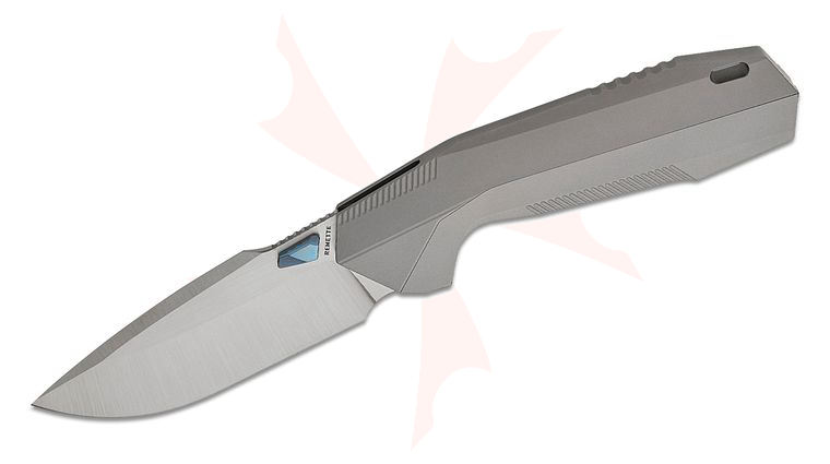 Remette Knives Disassembly Integral Flipper Knife 3.36 inch M390 Hand Ground Satin Drop Point Blade, Sand Blasted Titanium Handles