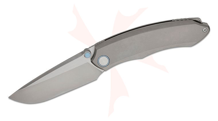 Remette Knives Wild Species Front Flipper Knife 3.35 inch M390 Pearlescent Satin Drop Point Blade, Sand Blasted Titanium Handles