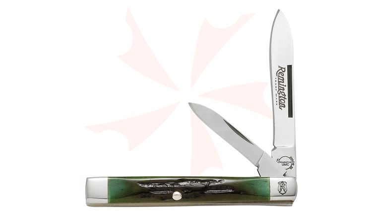 Remington Heritage Green Jigged Bone Mini Doctor Pocket Knife 2-1/4 inch Drop Point with 1-1/2 inch Pen Knife (R-73 Model)