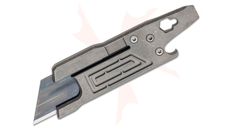 Todd Rexford Knives RUT Rexford Utility Tool V4 Razor Blade Multi-Tool - KnifeCenter Exclusive Maze Milled Titanium Handles
