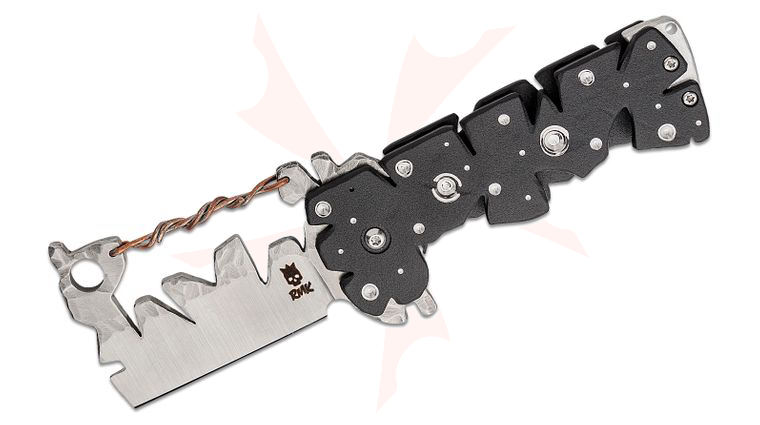 RichMade Knives Custom Large Zombie Killer Flipper Knife 3.625 inch Zombified AEB-L Wire Suspension Bridge Cleaver Blade, Black Zombified Titanium Handles