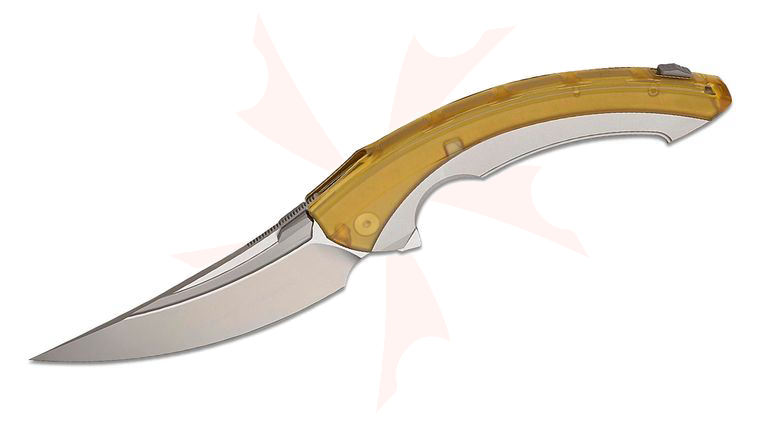 Rike Knife Lamella V2 Liner Lock Flipper Knife 3.94 inch M390 Bead Blasted Trailing Point Blade, Gray Titanium and Ultem Handles