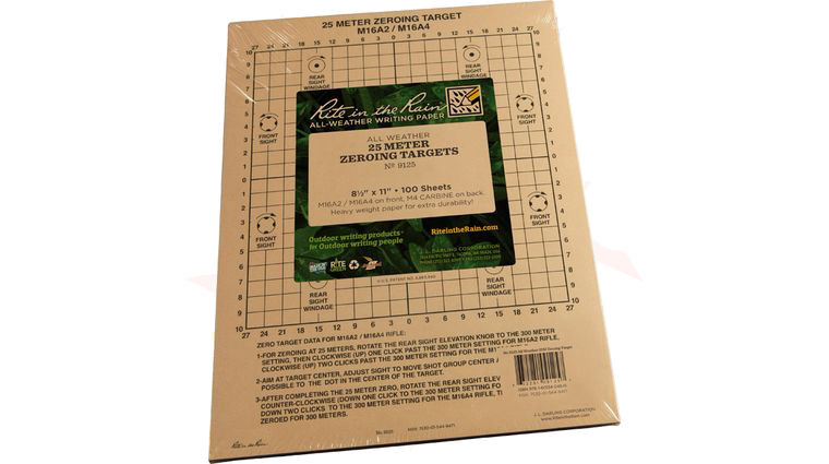 Rite in the Rain 25 Meter M4/M16 Carbine Zeroing Target 8-1/2 inch x 11 inch, 100 Sheets, Tan