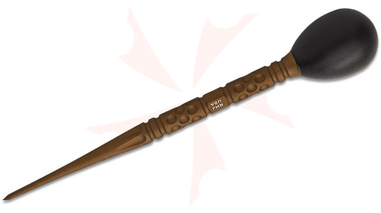 RMJ Tactical Knob Pocket Awl, Burnt Bronze 440C Stainless Steel with Black G10 Handle, 7 inch Overall, Kydex IWB Sheath