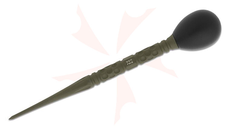 RMJ Tactical Knob Pocket Awl, OD Green 440C Stainless Steel with Black G10 Handle, 7 inch Overall, Kydex IWB Sheath