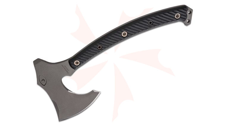 RMJ Tactical Berserker Tomahawk 15 inch Overall, Tungsten Cerakote, Black G10 Handles, Kydex Sheath with MOC Straps