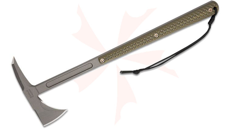 RMJ Tactical Eagle Talon Tomahawk 18 inch Overall, Tungsten Cerakote, Dirty Olive G10 Handle, Kydex Sheath with MOC Straps