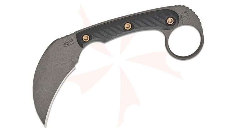 RMJ Tactical Korbin Karambit Fixed Blade Knife 2.875 inch Nitro-V Tungsten Hawkbill Blade, Black G10 Handles, Kydex Sheath