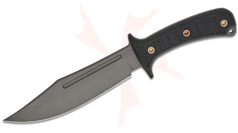 RMJ Tactical Jungle Combat Fixed Blade Knife 7 inch Nitro-V Tungsten Clip Point Blade, Black G10 Handles, Kydex Sheath 