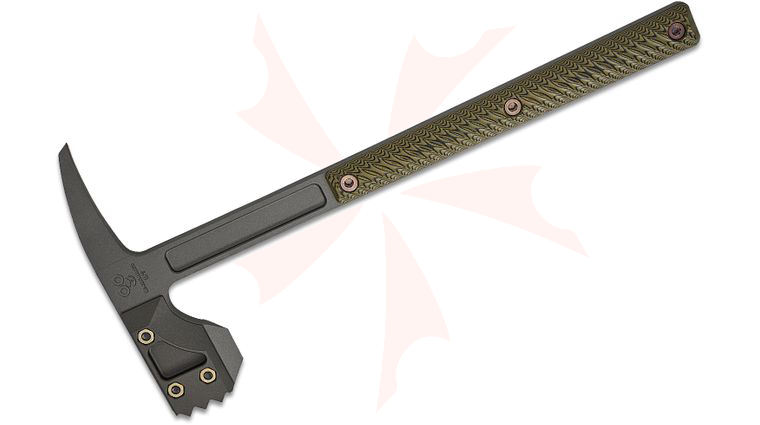 RMJ Tactical Limited Edition Snuggles Warhammer with Spike 18 inch Overall, S7 Tool Steel, Tungsten Cerakote, Dirty Olive G10 Handles, No Sheath