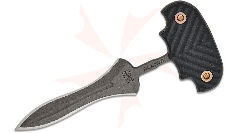 RMJ Tactical Reaver Push Dagger 4.25 inch Nitro-V Tungsten Double Edge Dagger Blade, Black G10 Handles, Kydex Sheath
