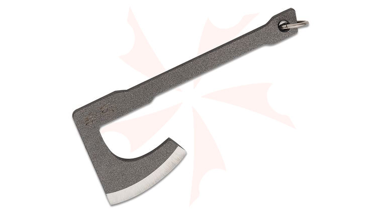 RMJ Tactical Mortifer Mini Tomahawk Neck Knife Pendant, 3.85 inch Overall, Dark Anthracite Nitro-V Stainless Steel, Kydex Sheath