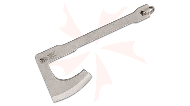 RMJ Tactical Mortifer Mini Tomahawk Neck Knife Pendant, 3.85 inch Overall, Stonewashed Nitro-V Stainless Steel, Kydex Sheath