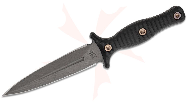 RMJ Tactical Raider Dagger Fixed Blade Knife 5.375 inch CPM-3V Tungsten Double Edge Dagger Blade, Black G10 Handles, Kydex Sheath