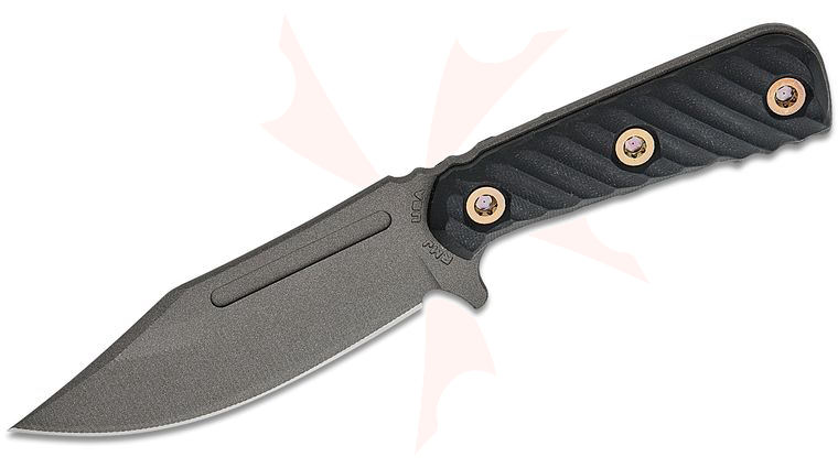 RMJ Tactical UCAP Up Close and Personal Fixed Blade Knife 4.25 inch Nitro-V Tungsten Cerakote Bowie Blade, Black G10 Handles, Kydex Sheath 