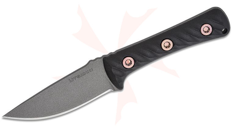 RMJ Tactical Utsidihi 2.0 Fixed Blade Knife 3.5 inch Nitro-V Tungsten Drop Point Blade, Black G10 Handles, Kydex Sheath