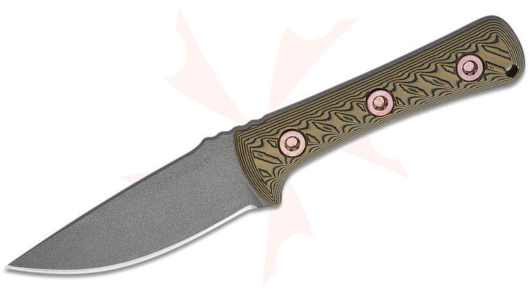 RMJ Tactical Utsidihi 2.0 Fixed Blade Knife 3.5 inch Nitro-V Tungsten Drop Point Blade, Dirty Olive G10 Handles, Kydex Sheath