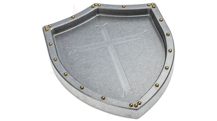 RMJ Tactical Billet Aluminum Valet Tray, Shield & Cross, 10 inch x 7.375 inch