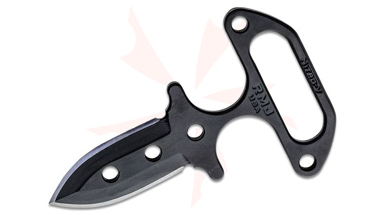 RMJ Tactical Push Dagger 2.25 inch Graphite Black Nitro-V Double Edge Blade and Handle, Kydex Sheath