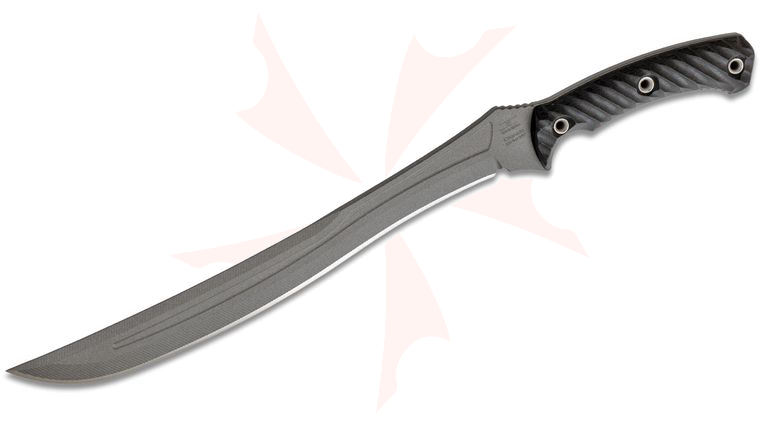 RMJ Tactical Drake Short Sword 11.25 inch CPM-3V Tungsten Cerakote Blade, Black G10 Handles, Kydex Sheath with Low Ride Straps