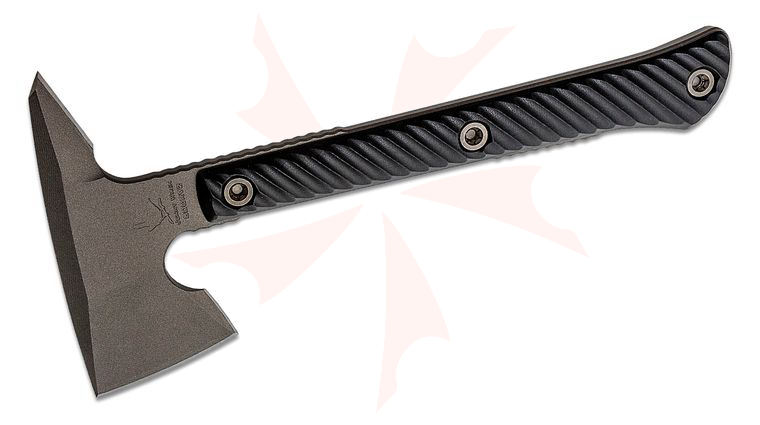 RMJ Tactical Jenny Wren Tomahawk 11.5 inch Overall, Tungsten Cerakote, Black G10 Handle, Kydex Sheath with MOC Straps