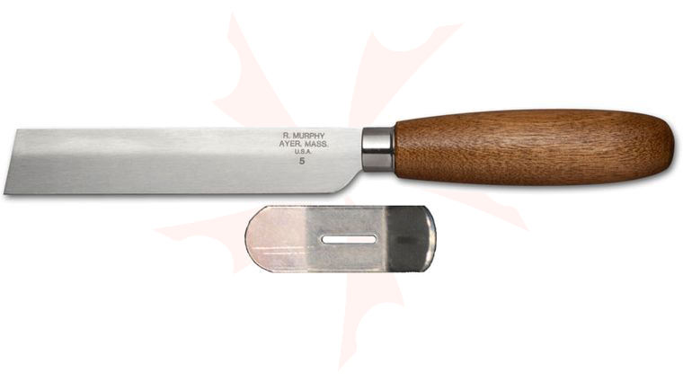 R. Murphy by Dexter-Russell Square Point Shoe Knife 4-1/2 inch Carbon Blade, Bent Guard, Brown Handle