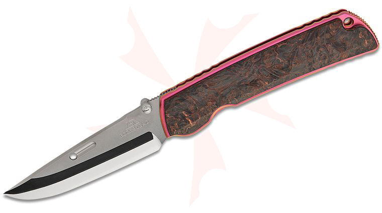 Rockstead HIGO II X-FCF-ZDP (DMC) Japanese Folding Knife 3.5 inch ZDP-189/VG10 Clad Mirror Finish Blade, Dark Matter Copper FatCarbon Handles with Copper Anodized Titanium Liners