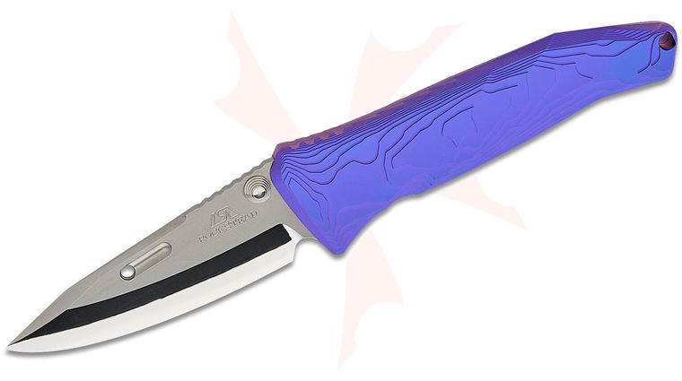 Rockstead SAI-ZDP Japanese Folding Knife 3.125 inch ZDP-189/VG10 Clad Mirror Finish Blade, Blue Titanium Handles