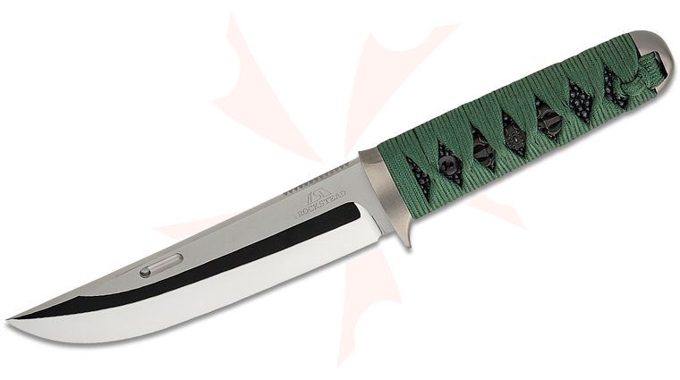 Rockstead UN-ZDP Japanese Fixed Knife 5.5 inch ZDP-189/VG10 Clad Mirror Finish Blade, Green Uguisu Silk Wrapped Handle