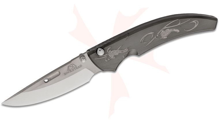 Rockstead SHU-CB-ZDP KOI Japanese Folding Knife 3.25 inch ZDP-189 Mirror Finish Blade, DLC Coated Titanium Handles