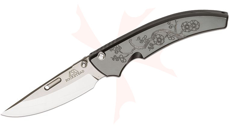 Rockstead SHU-CB-ZDP Japanese Folding Knife 3.25 inch ZDP-189 Mirror Finish Blade, DLC Coated Titanium Handles