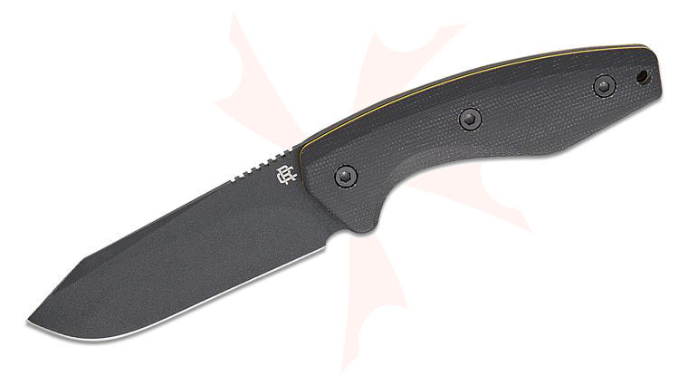 RoseCraft Blades F4 Fixed Blade Knife 4 inch 1095 Black Clip Point Blade, Black Linen Micarta Handles