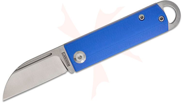 RoseCraft Blades Awanata Keychain Slipjoint Folding Knife 2 inch D2 Satin Wharncliffe Blade, Blue G10 Handles