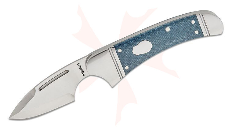 RoseCraft Blades Zambezi Slipjoint Folding Knife 2.32 inch D2 Satin Drop Point Blade, Polished Blue Micarta Handles with Stainless Bolsters