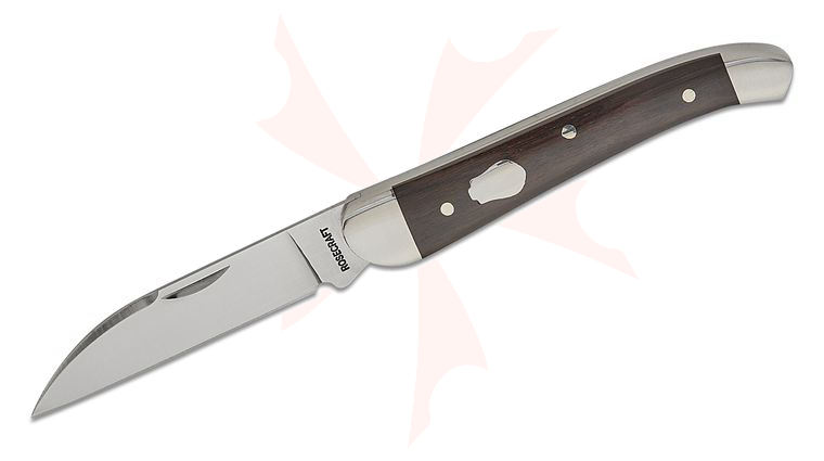RoseCraft Blades French Broad Jack Slipjoint Folding Knife 2.95 inch D2 Satin Wharncliffe Blade, Black Sandalwood Handles with Stainless Bolsters