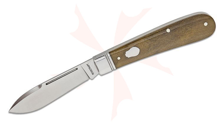 RoseCraft Blades Nolichucky Jack Slipjoint Folding Knife 3 inch D2 Satin Spear Point Blade, Vintage Moss Brown Bone Handles with Stainless Bolster