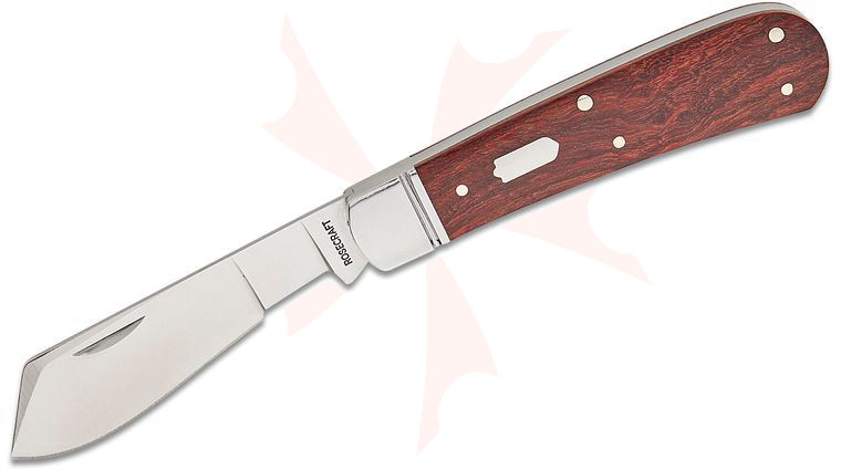 RoseCraft Blades Mill Creek Cotton Sampler Slipjoint Folding Knife 3.125 inch D2 Satin Blade, Red Sandalwood Handles with Stainless Bolsters