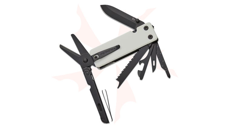 Roxon Tool KS2E Noir Blanc One-Handed Multi-Tool, 3.42 inch Closed, 14 Tools, Black G10 Handles, Pocket Clip, Nylon Sheath, Bit Set