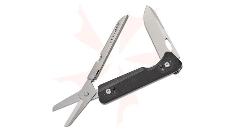 Roxon Tool Knife Scissors Modular Multi-Tool, 2.76 inch Closed, 2 Tools, Black G10 Handles, Pocket Clip