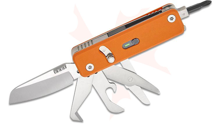 Roxon Tool MINI FLEX Companion Modular One-Handed Multi-Tool, 3.1 inch Closed, 8 Tools, Orange G10 Handles, Pocket Clip