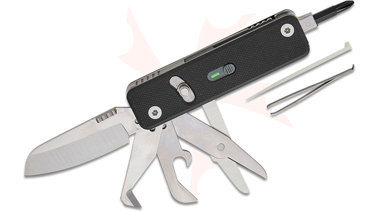 Roxon Tool MINI FLEX Companion Modular One-Handed Multi-Tool, 3.1 inch Closed, 8 Tools, Black G10 Handles, Pocket Clip