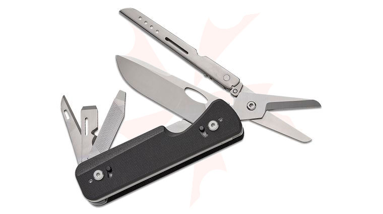 Roxon Tool FLEX Shears Modular One-Handed Multi-Tool, 4.25 inch Closed, 14 Tools, Black G10 Handles, Pocket Clip