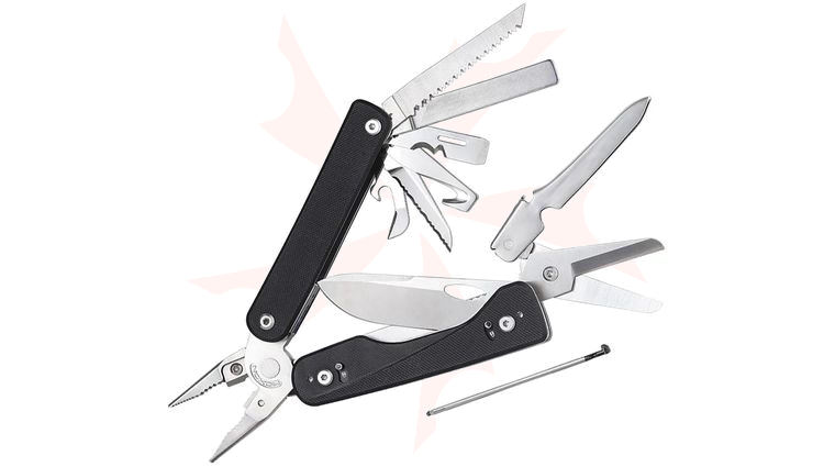 Roxon Tool FLEX TITAN Modular One-Handed Multi-Tool, 4.09 inch Closed, 17 Tools, Black G10 Handles, Nylon MOLLE Sheath