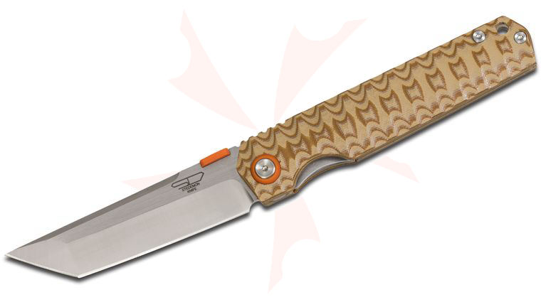 Stedemon Knife Company SHY IV Folding Knife 3.875 inch S35VN Tanto Blade, Tiger Stripe Concave/Convex G10 Handles