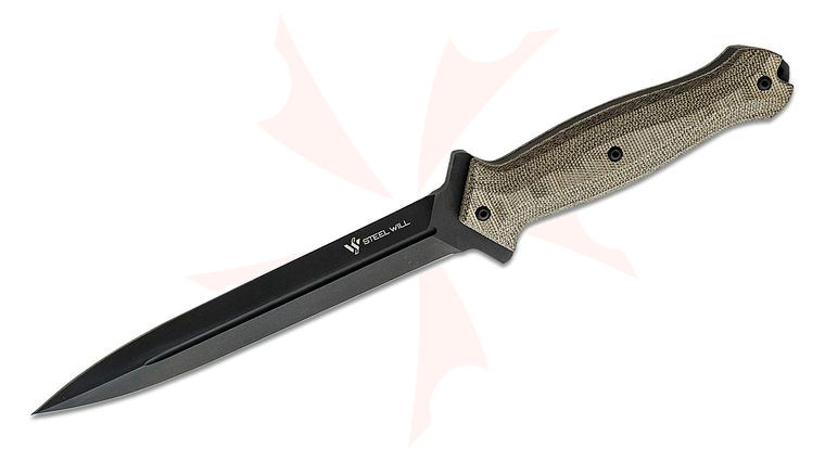 Steel Will Fervor 1201 Double Edged Fixed 6-3/4 inch Blade, Coyote Micarta Handles, Leather Sheath