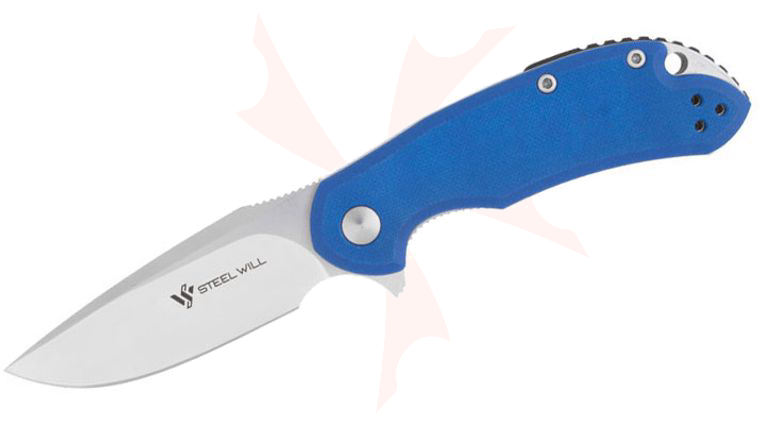 Steel Will Cutjack Mini C22M-2BL Flipper 3 inch M390 Drop Point Blade, Blue G10 Handles