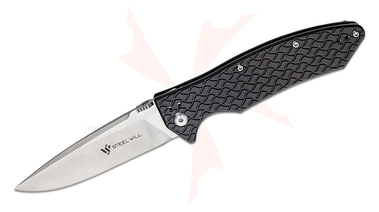 Steel Will Resident F15-51 Folding Knife 3.6 inch D2 Drop Point Blade, Black Aluminum Handles