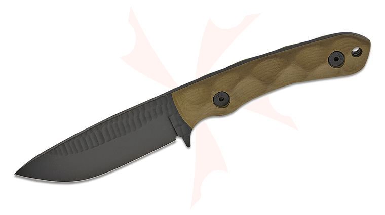 Stroup Knives GP2 General Purpose Fixed Blade Knife 3.75 inch 1095 Black Cerakote Hand Carved Drop Point Blade, Milled OD Green G10 Handles, Kydex Sheath